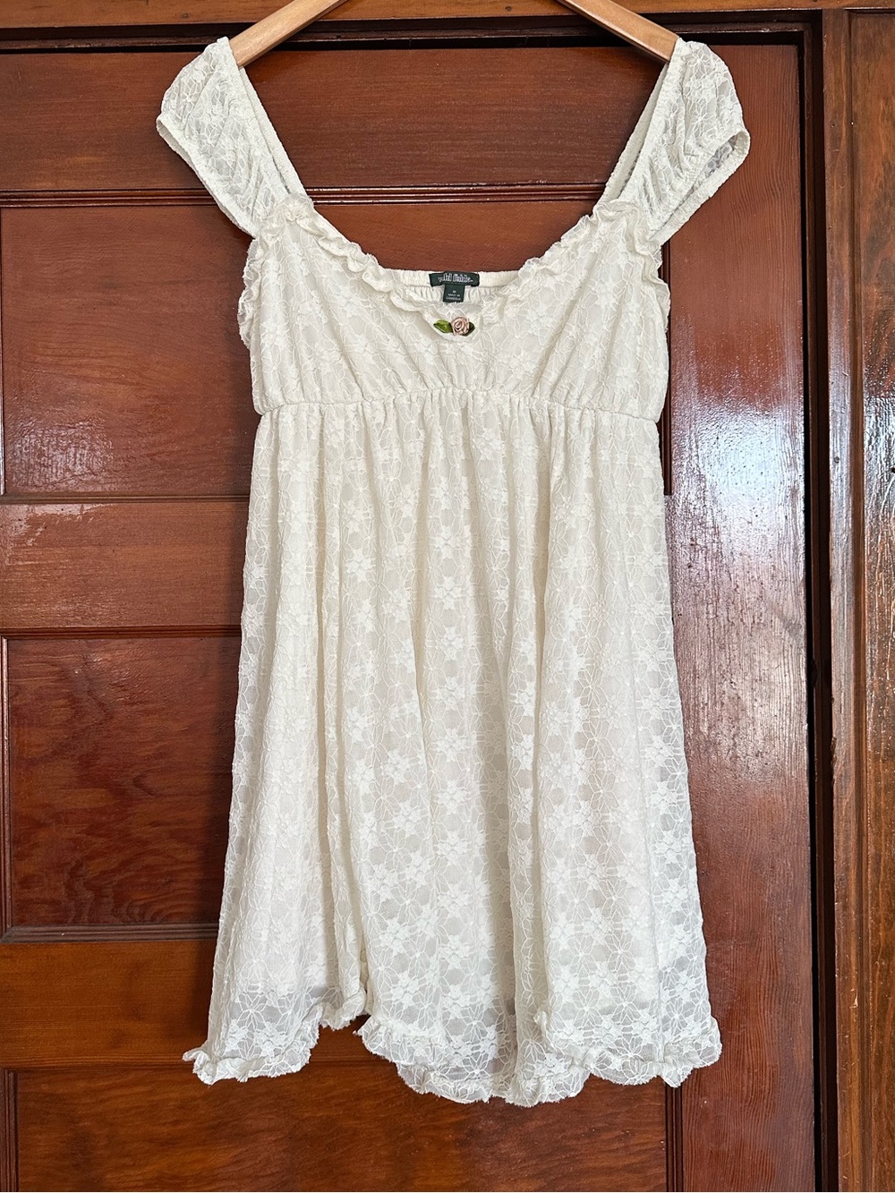 Wild Fable Lace Mini Babydoll V-Neckline Dress Size Medium Coquette Cottage core